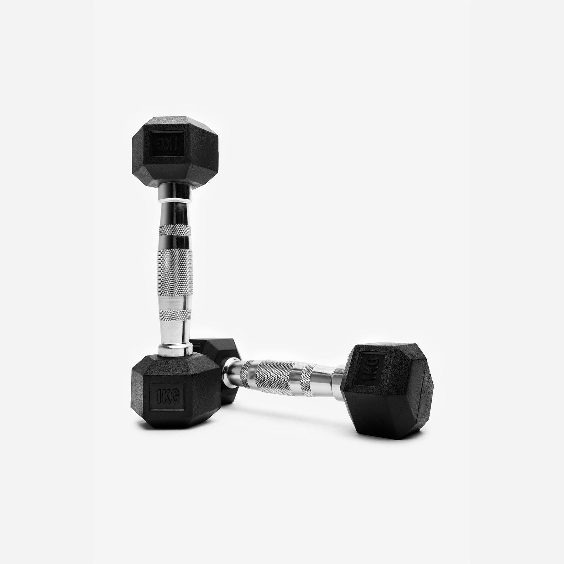 Angove Sports 1KG Hex Dumbbells Pair Non-Slip Hand Weights for Home Gym Fitness Training